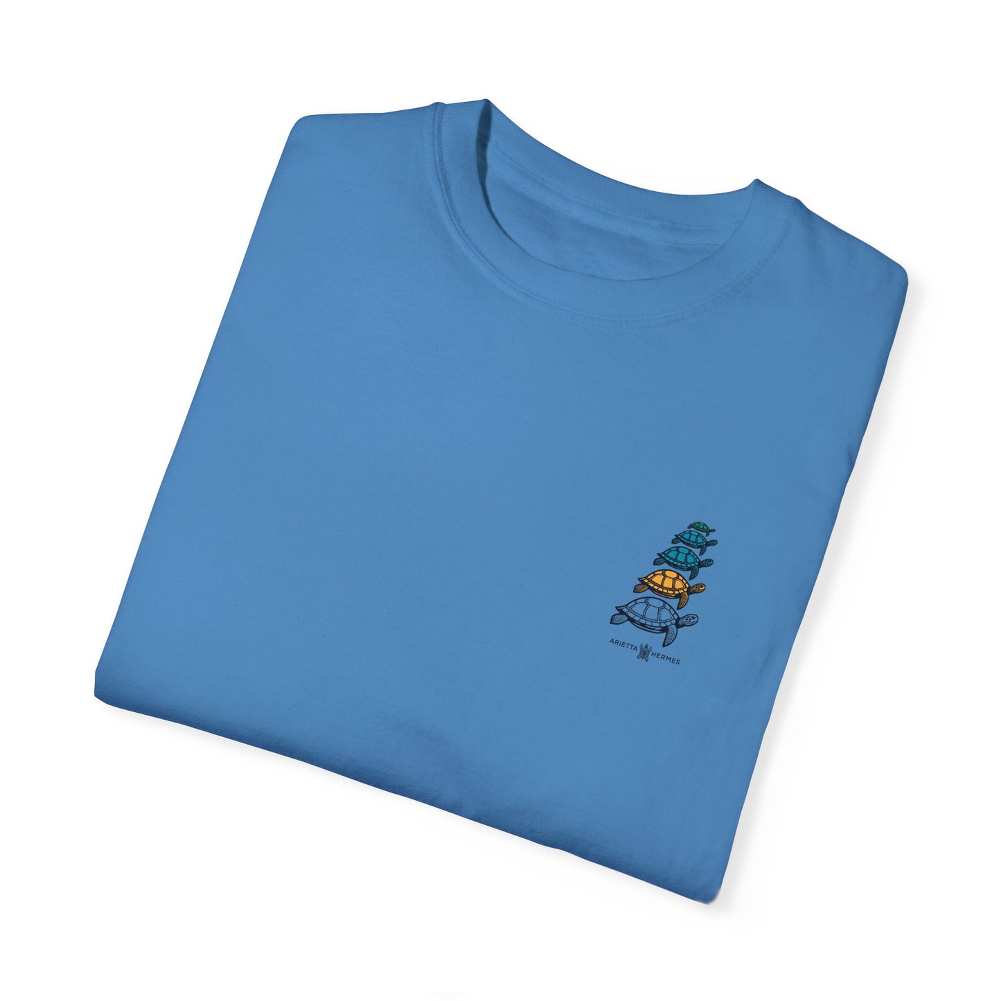 ARIETTE HERMES OCEAN T-SHIRT IN COTTON JERSEY | Save the turtles | Summer Beach Slogan |