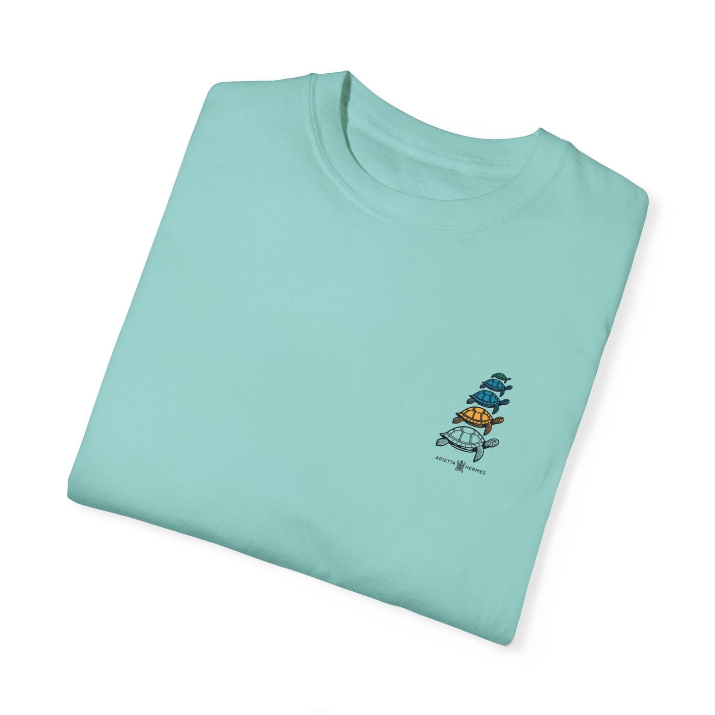 ARIETTE HERMES OCEAN T-SHIRT IN COTTON JERSEY | Save the turtles | Summer Beach Slogan |